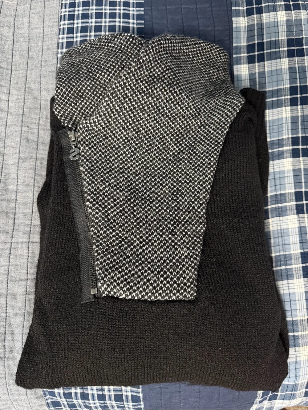 Desigual Black and Gray Zip Funnel-Neck Men's Sweater